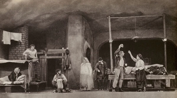 Scene from Maxim Gorkys play The Lower Depths, 1902 (b  /  w photo)