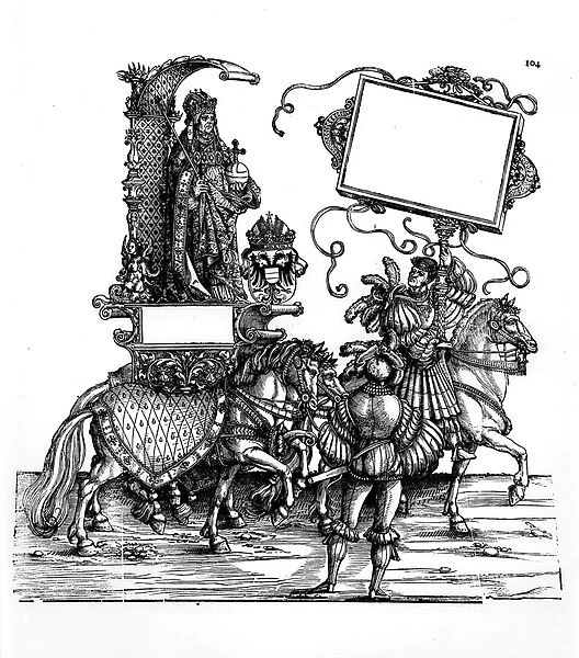 Scene from Maximilians Triumphal Procession, c. 1516-18 (woodcut) (b  /  w photo)