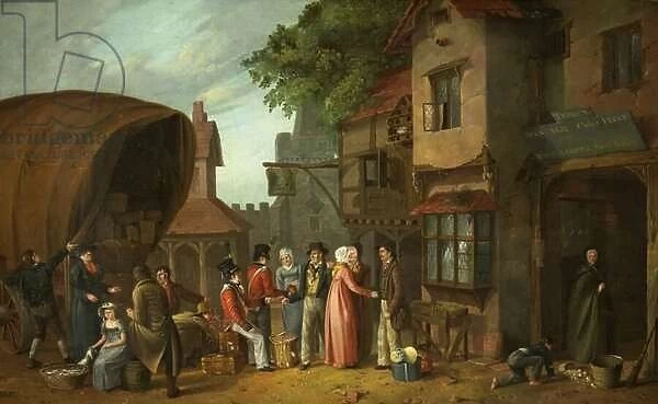 Scene outside an Inn, perhaps at Congresbury, Somerset, c. 1824 (oil on panel)