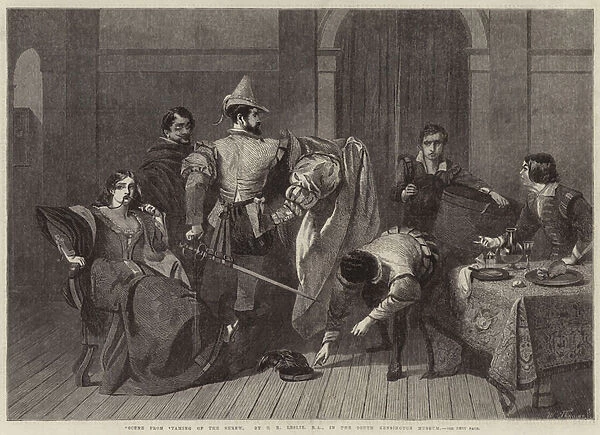 Scene from 'Taming of the Shrew'(engraving)