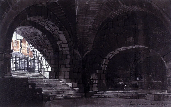 Scenography of Angelo Parravicini for scene 2 of act IV of the opera 'Don Carlos'by Italian composer Giuseppe Verdi (1813-1901) for the performance at the teatro alla Scala (Theatre de la Scala) in Milan on 26  /  10  /  1912