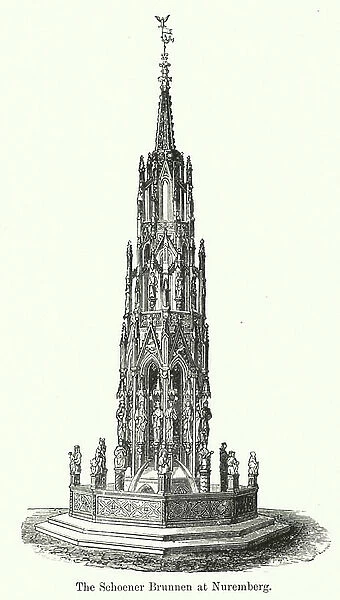 The Schoener Brunnen at Nuremberg (engraving)