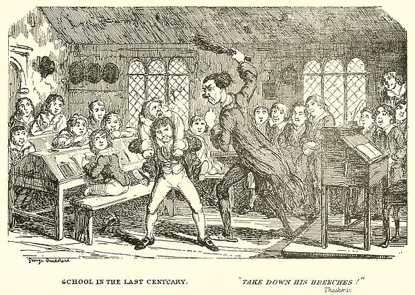 School in the last century (engraving)
