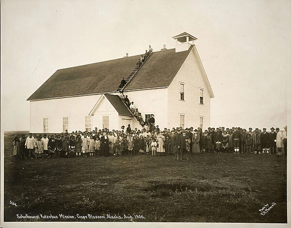 Schoolhouse at Kotzebue Mission, Cape Blossom, Alaska, August 1906 (gelatin silver print)