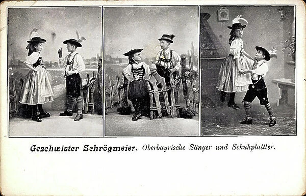 Schrogmeier siblings: Upper Bavarian singers and Schuhplattler (postcard)