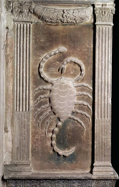 Scorpio represented by the scorpion, from a series of reliefs depicting planetary symbols