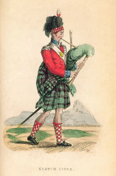 The Scotch Piper from Ackermanns World in Miniature (litho)