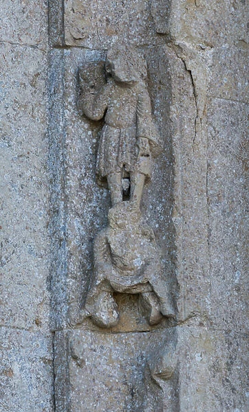 Sculpted detail. Basilica of Saint Madeleine, Vezelay, 1120-1150 (photography)
