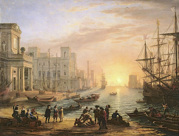 Sea Port at Sunset, 1639 (oil on canvas)