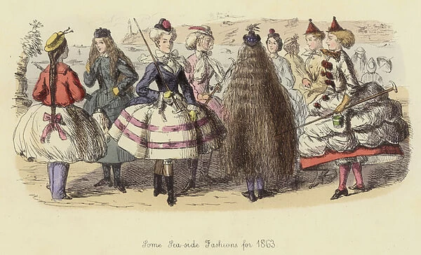 Some Sea-side Fashions for 1863 (coloured engraving)
