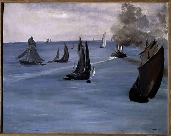 Sea view in calm weather, 1864 (oil on canvas)
