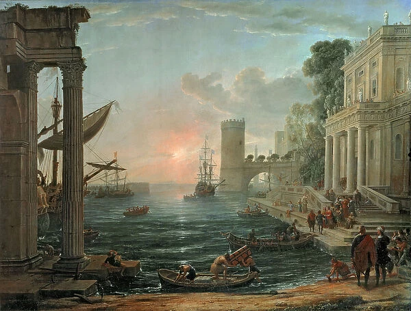 Seaport with the Embarkation of the Queen of Sheba, 1648 (oil on canvas)
