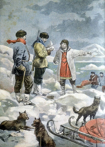 Search for the Andree expedition of 1897 which attempted to reach the North Pole by balloon, 1898 (print)