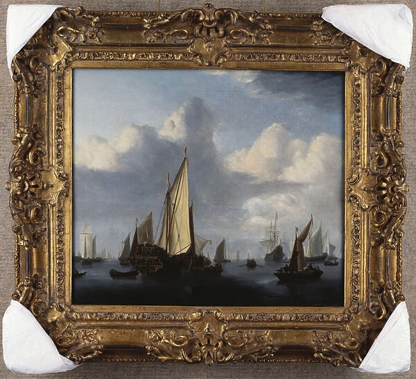 A Seascape with a States Yacht and other Shipping in a Calm, 1654 (oil on canvas)