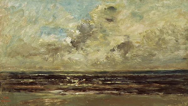 Seascape at Villerville, 1876 (oil on panel)