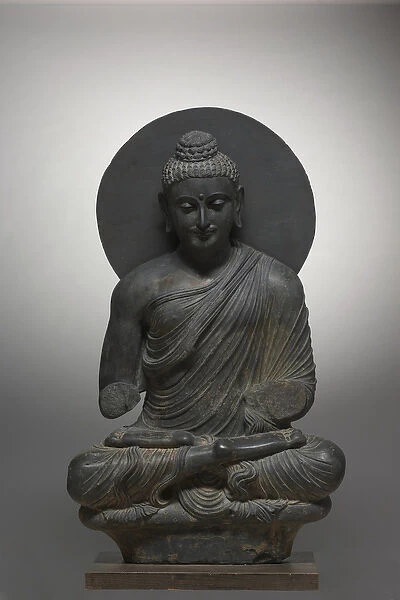 Seated Buddha, from Gandhara, Kushan Period, 1st half of the 3rd century (grey schist)