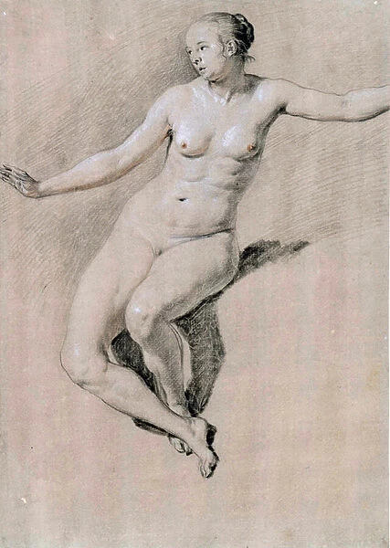 Seated female nude (sanguine et chalk)