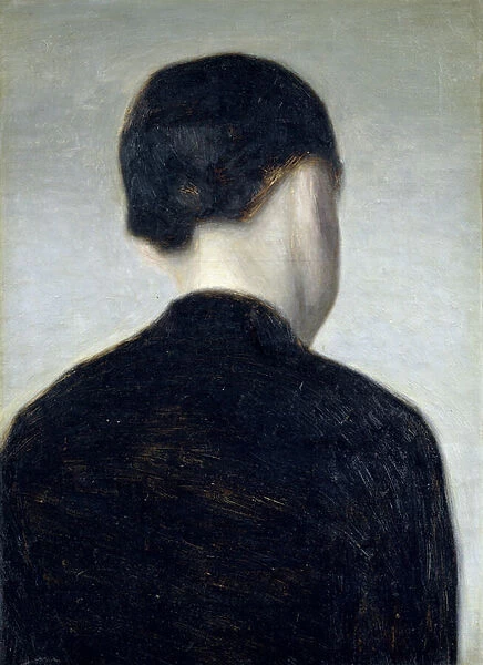 Seated Figure, Seen from Behind (Anna Hammershoi) 1884 (oil on canvas laid down on board)