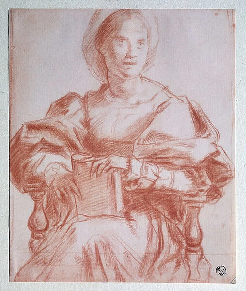 Seated Lady - Drawing, 16th century