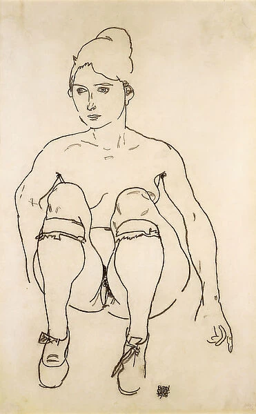 Seated Nude with Shoes and Stockings; Sitzende Akt mit Schuhen und Strumpfen