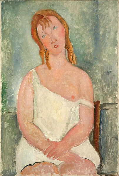 Seated Young Girl in a Shirt; Jeune fille assise en chemise, 1918 (oil on canvas)