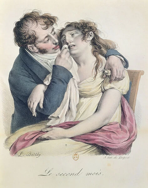 The second month of pregnancy, c. 1825 (coloured litho)