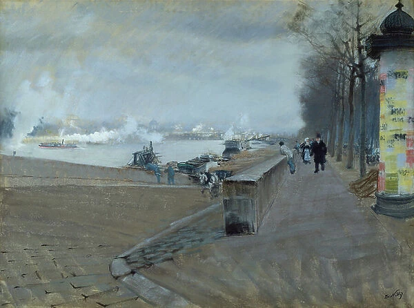 The Seine at Paris (pastel on paper)