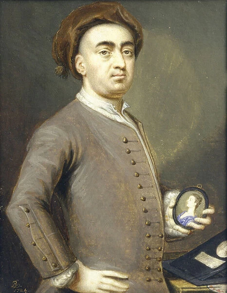 Self Portrait, 1724 (miniature) (gouache on paper)