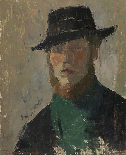 Self Portrait in Black Hat, 1908 (oil on canvas)