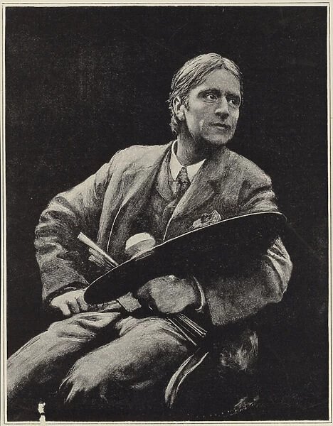 Self portrait of British artist Hubert Herkomer (litho)