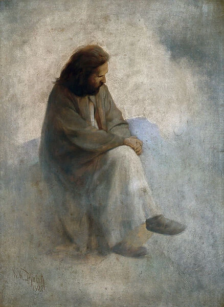 Self-portrait as Christ, by Diefenbach, Karl Wilhelm (1851-1913). Oil on canvas, 1892. Dimension : 60x45 cm. Landesmuseum Joanneum