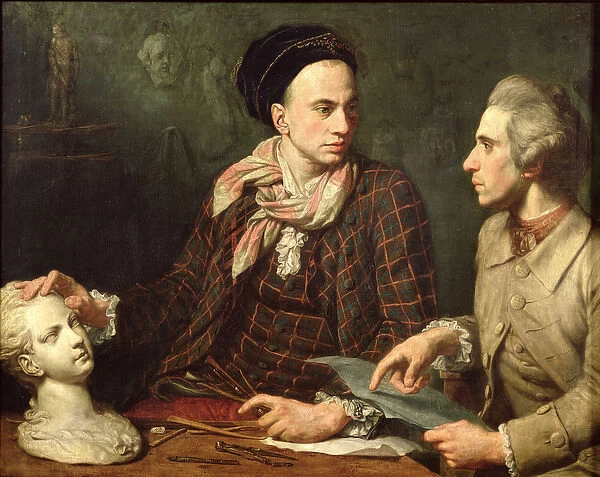 Self Portrait with Dominique Herment (1730-77) 1769 (oil on canvas)