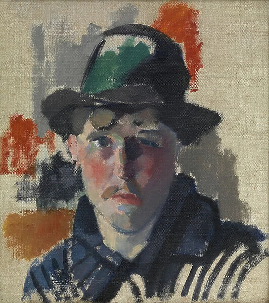 Self Portrait with Green Hat (oil on canvas)
