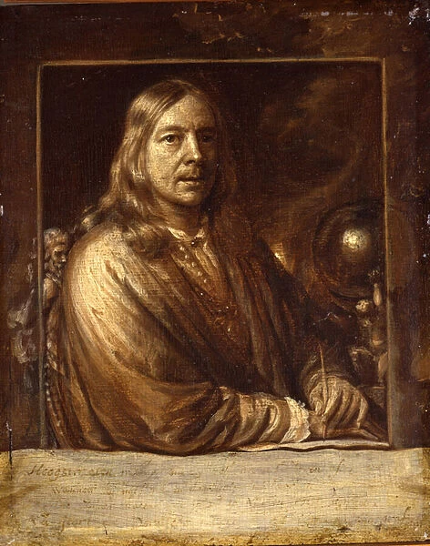 Self-Portrait - Peinture de Samuel Dirksz, van Hoogstraten (1627-1678) - 1677 - Oil on wood - 20x16, 4 - Dordrechts Museum