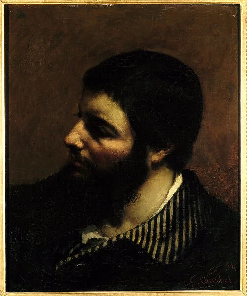 Self Portrait with the Stripe Collar Painting by Gustave Courbet (1819-1877