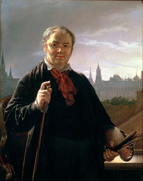 Self Portrait against the Window with a View of the Kremlin, 1846 (oil on canvas)