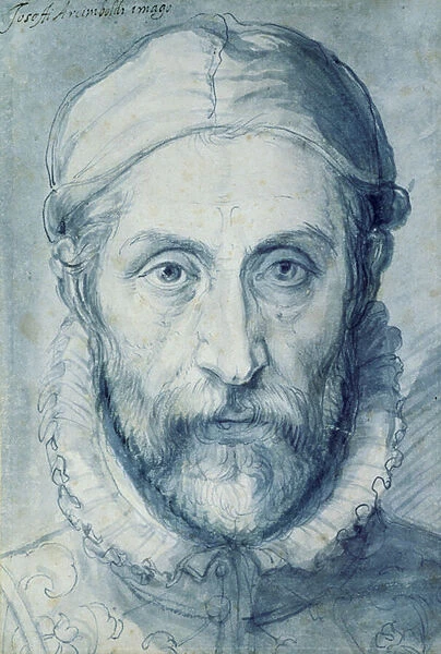 Selfportrait, 1570-79 (pen, brush and blue watercolor)