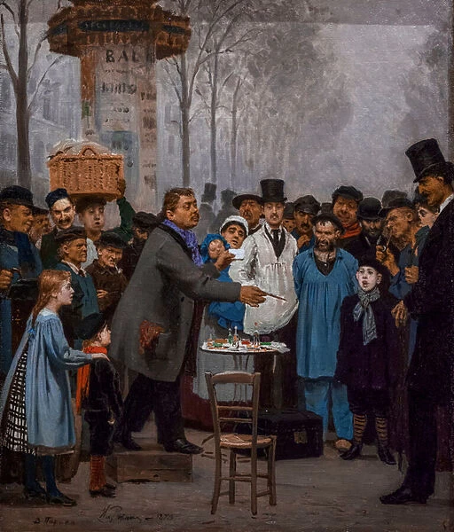 THE SELLER OF NOVELTIES IN PARIS, 1873 (oil on canvas)