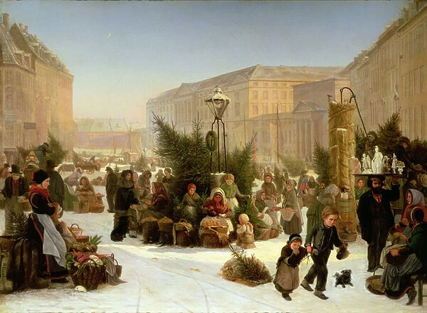 Selling Christmas Trees, 1853 (oil on canvas)