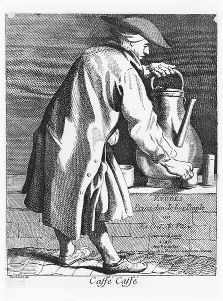 Selling Coffee, from the series Les Cris de Paris, 1746 (engraving) (b  /  w photo)