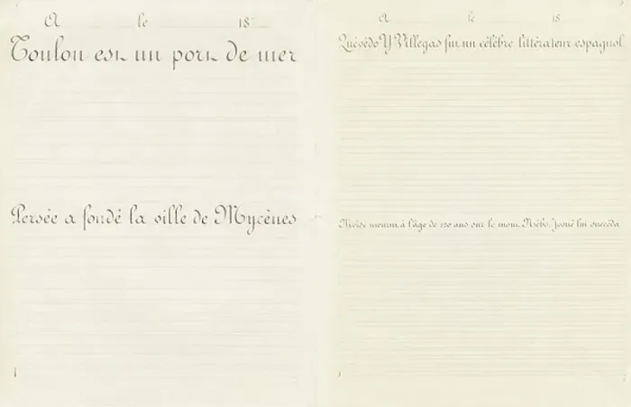Framed Print : sentences in round script, three character sizes, 19th century (print)