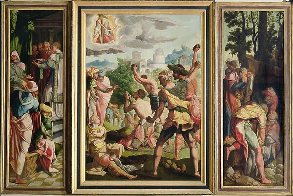 The Sermon, Stoning and Entombment of St. Stephen, from the Polyptych of St. Stephen and St