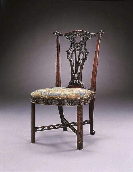 One of a set of six Scottish George III dining chairs, c. 1760 (mahogany)