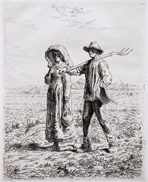 Setting off for Work, 1863 (etching)