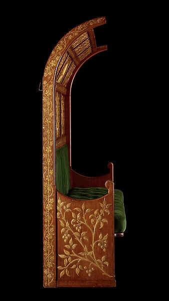Settle, c.1800-85 (oak, gilded gesso, & brass)