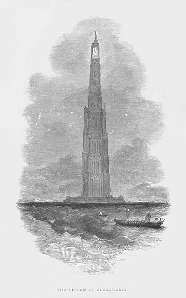 Seven Wonders Of The Ancient World: The Pharos At Alexandria (engraving)