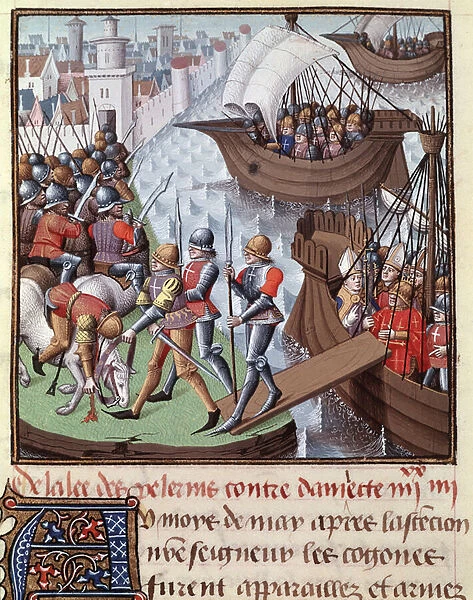 Seventh Crusade: the fleet of the Croises led by Saint Louis from Damiette in 1249