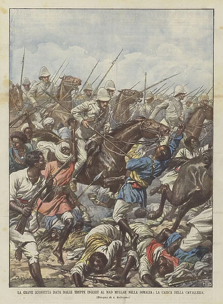 The Severe Defeat Given By The British Troops At The Mad Mullah In Somalia, The Charge Of The Cavalry (Colour Litho)