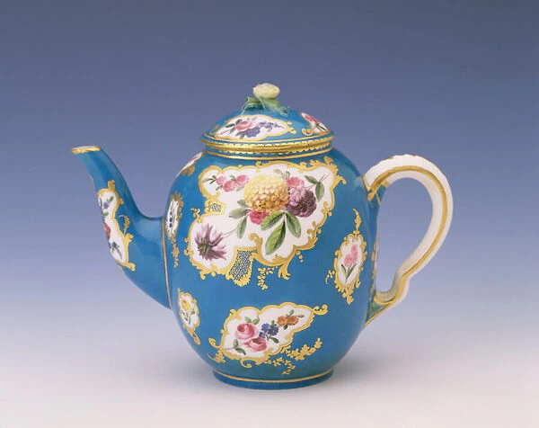 Sevres Teapot with bleu celeste ground, 1766 (porcelain)