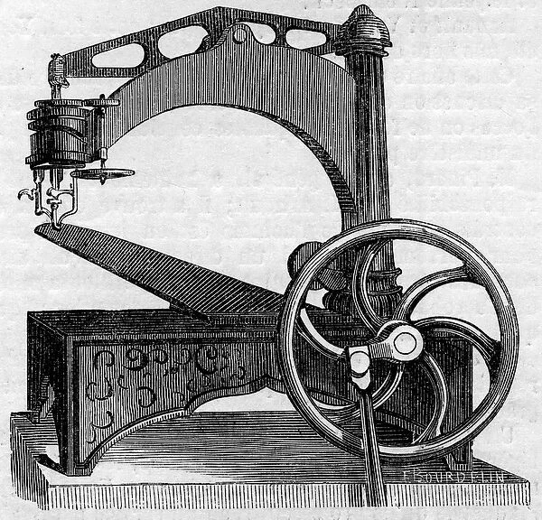Sewing machine, 1861: 'American House'machine for sewing the shoes of the army